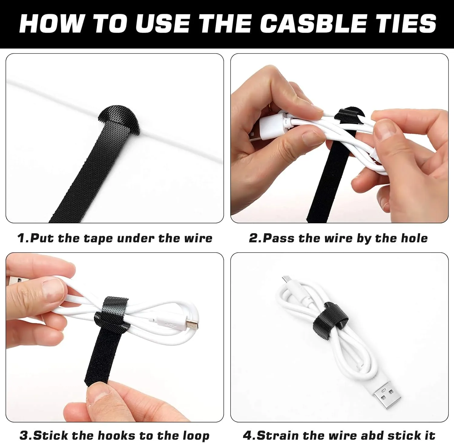 150PCS Reusable Cable Ties - 4 6 8 10inch Multi-Purpose Cable management Hook & Loop Cable Straps Wire Ties,Adjustable Fastening Cord Organizer,Cable Organizer for Home,Office and Data Centers,Black