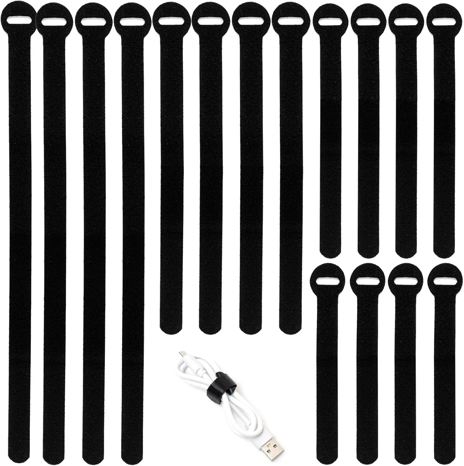 150PCS Reusable Cable Ties - 4 6 8 10inch Multi-Purpose Cable management Hook & Loop Cable Straps Wire Ties,Adjustable Fastening Cord Organizer,Cable Organizer for Home,Office and Data Centers,Black