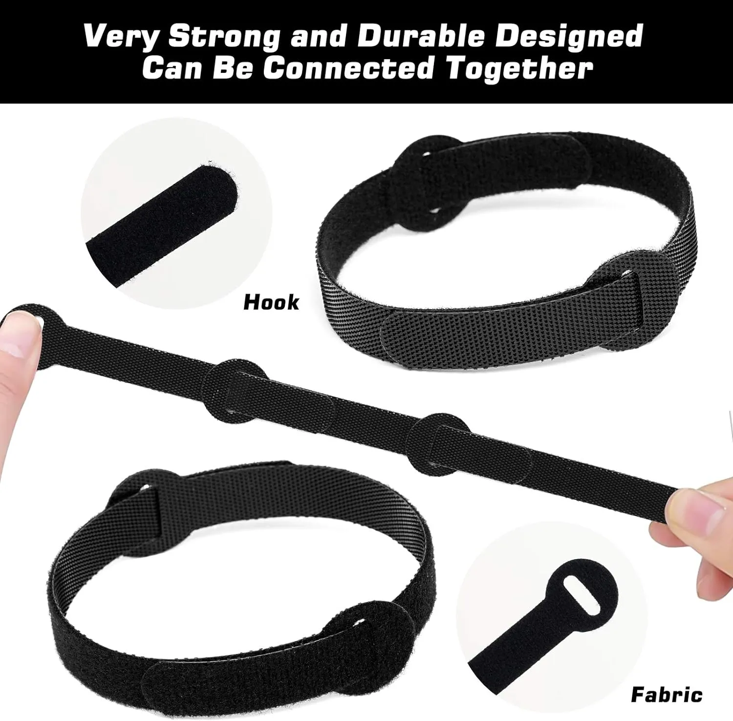 150PCS Reusable Cable Ties - 4 6 8 10inch Multi-Purpose Cable management Hook & Loop Cable Straps Wire Ties,Adjustable Fastening Cord Organizer,Cable Organizer for Home,Office and Data Centers,Black