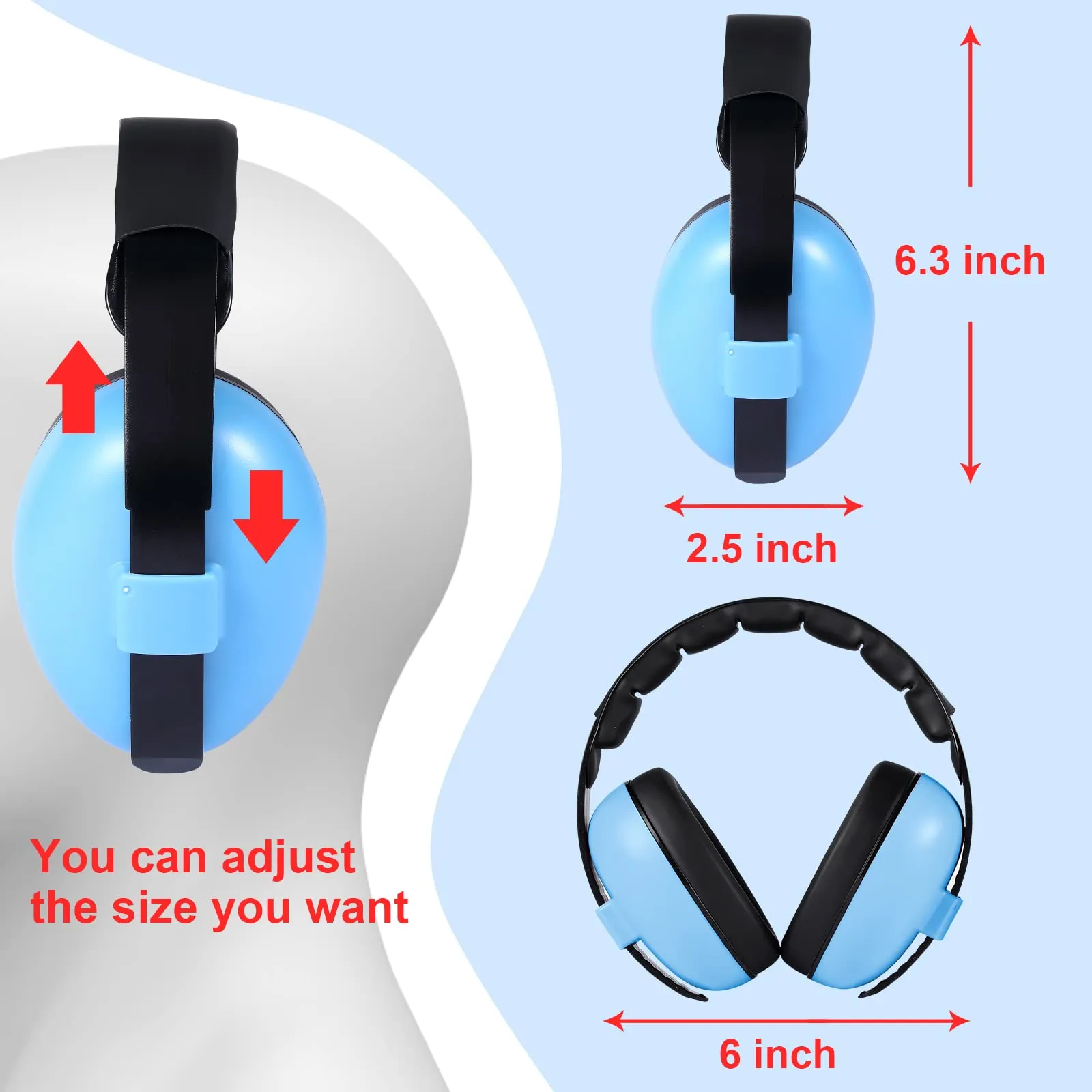 2 Packs Baby Noise Canceling Headphones, Baby Ear Protection Earmuffs Infant Hearing Protection Ear Muffs for Babies, Infants, Toddlers and Newborns Age 0-2  Years (Blue & Pink)