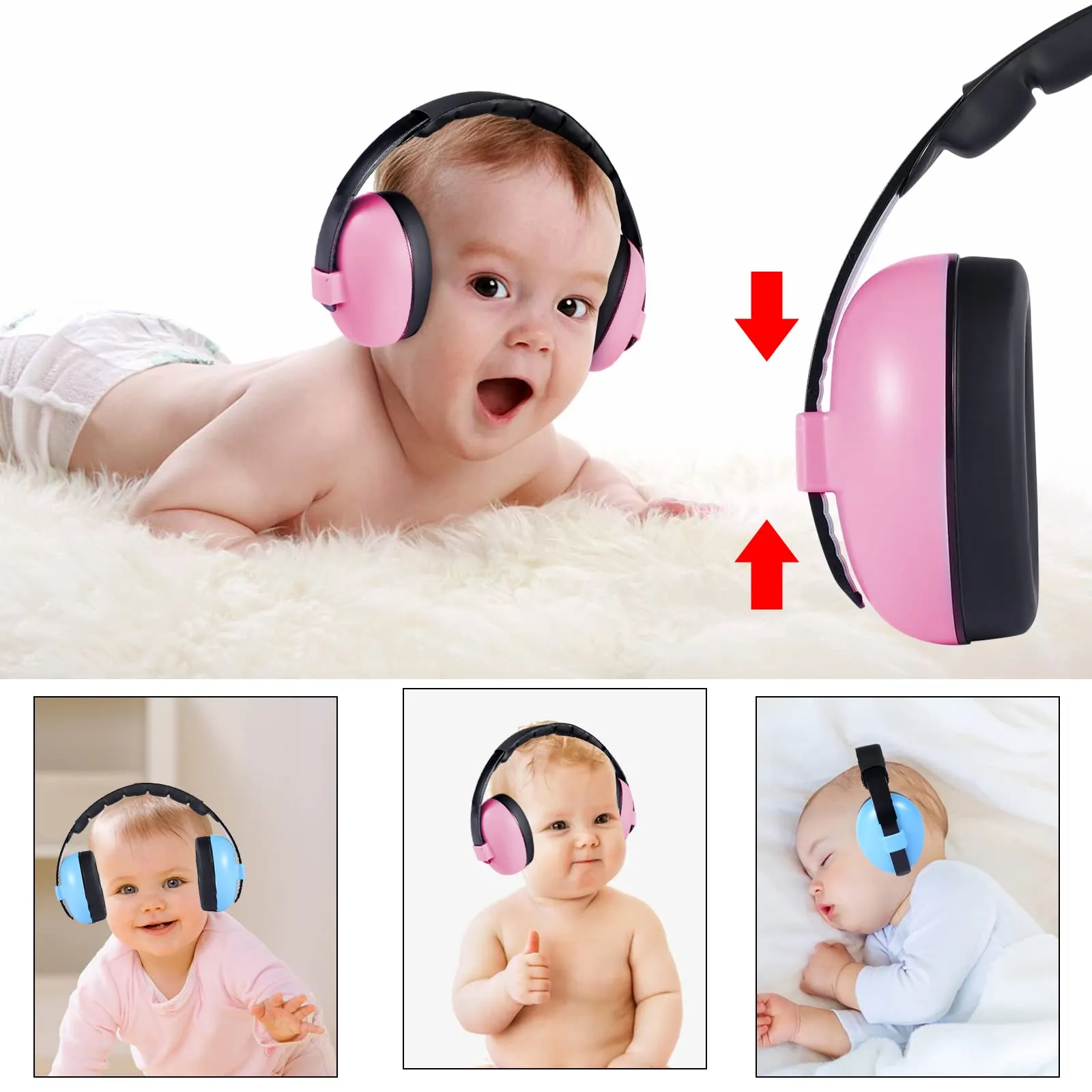 2 Packs Baby Noise Canceling Headphones, Baby Ear Protection Earmuffs Infant Hearing Protection Ear Muffs for Babies, Infants, Toddlers and Newborns Age 0-2  Years (Blue & Pink)