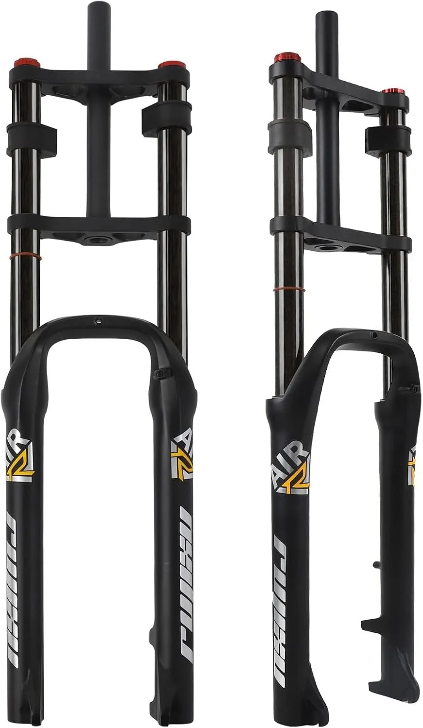26x4.0 Fat Bike Fork Double Shoulder Bike Suspension Fork Travel 140mm DH Air Fork Rebound Adjust 1-1/8 Steerer E-Bike Electric Bicycle Front Fork QR 9x135mm