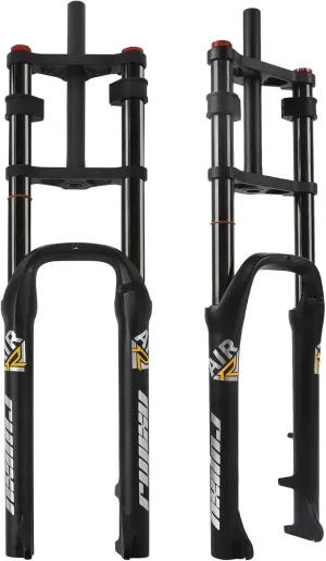 26x4.0 Fat Bike Fork Double Shoulder Bike Suspension Fork Travel 140mm DH Air Fork Rebound Adjust 1-1/8 Steerer E-Bike Electric Bicycle Front Fork QR 9x135mm
