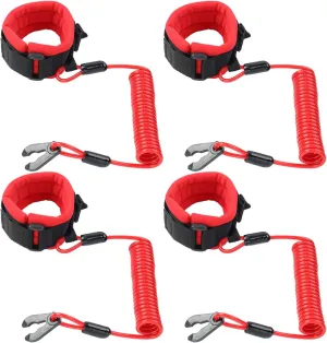 4 PCS Boat Outboard Kill Switch Cord Tether Marine Stop Safety Lanyards Emergency Shut Off Wrist Strap Lanyard