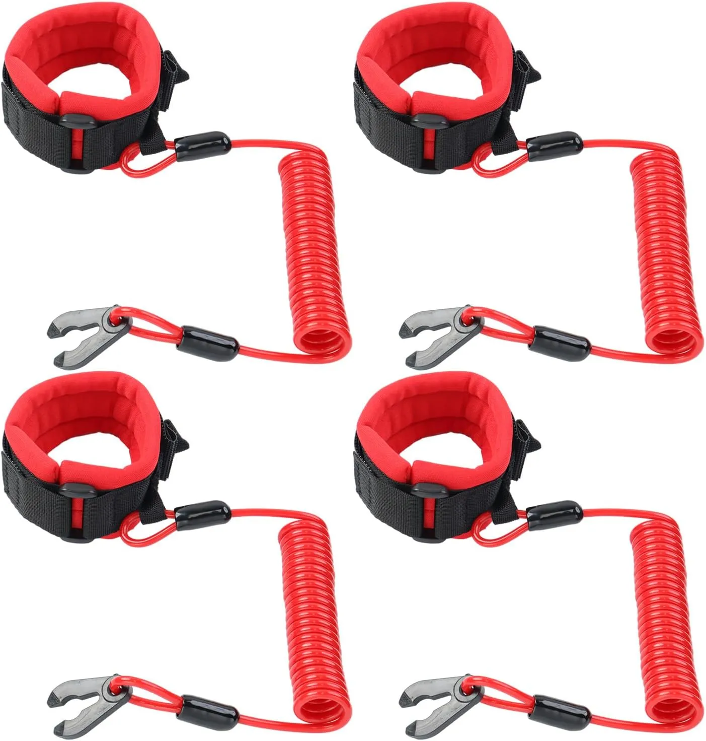4 PCS Boat Outboard Kill Switch Cord Tether Marine Stop Safety Lanyards Emergency Shut Off Wrist Strap Lanyard