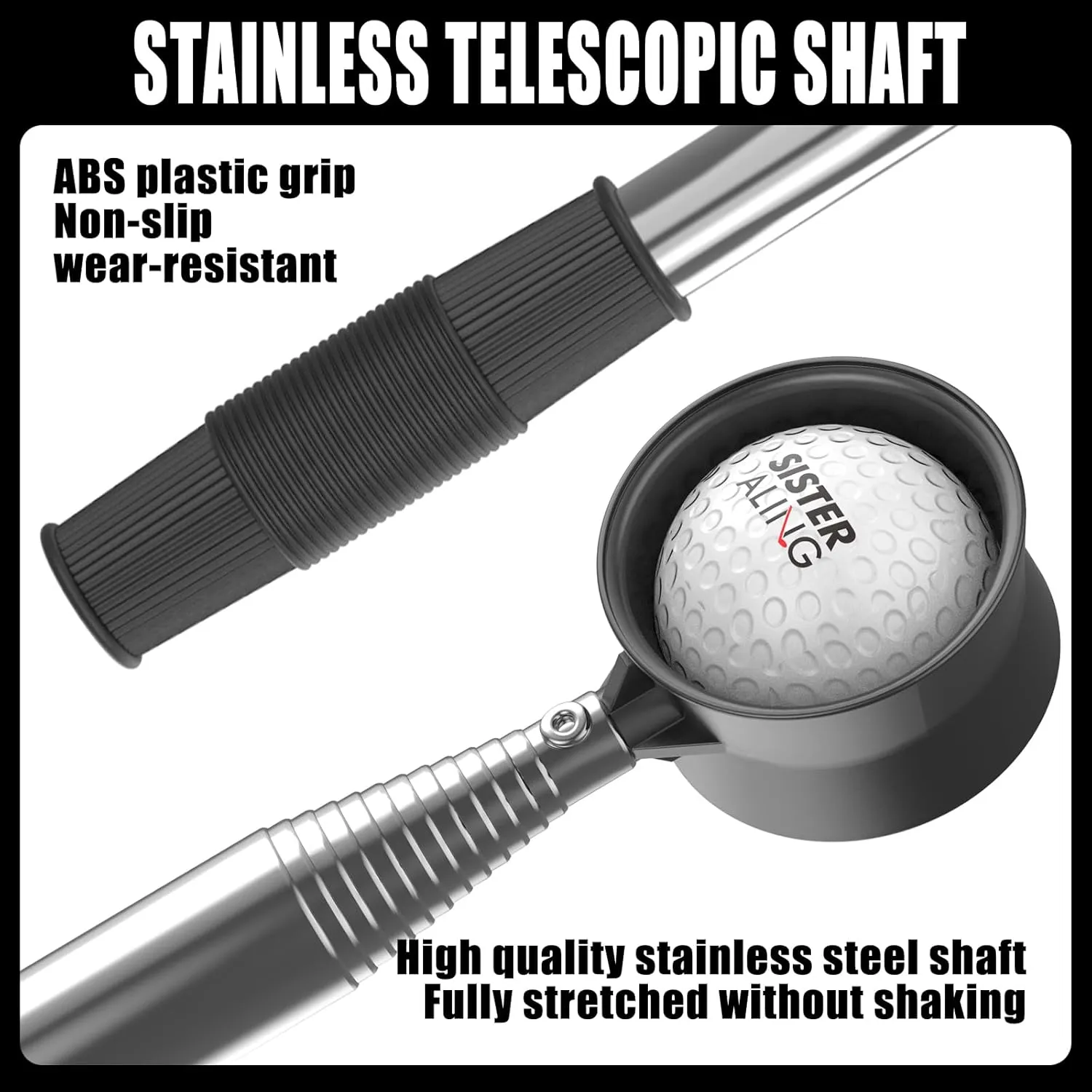 9ft/12ft Water Telescopic Golf Ball RetrieverClassic and Durable Stainless Steel Picker Upper, The Best Accessory Gift for Men and Women Golfers.