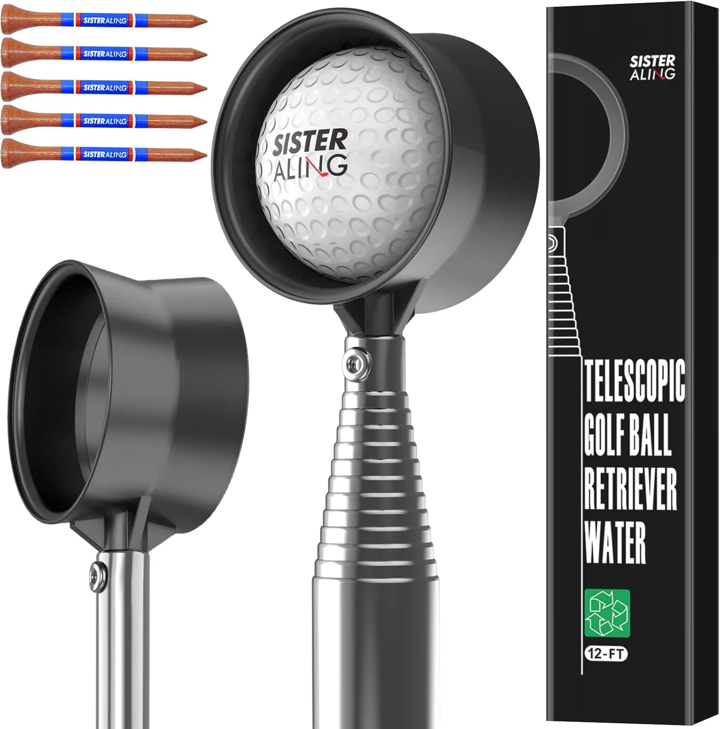 9ft/12ft Water Telescopic Golf Ball RetrieverClassic and Durable Stainless Steel Picker Upper, The Best Accessory Gift for Men and Women Golfers.