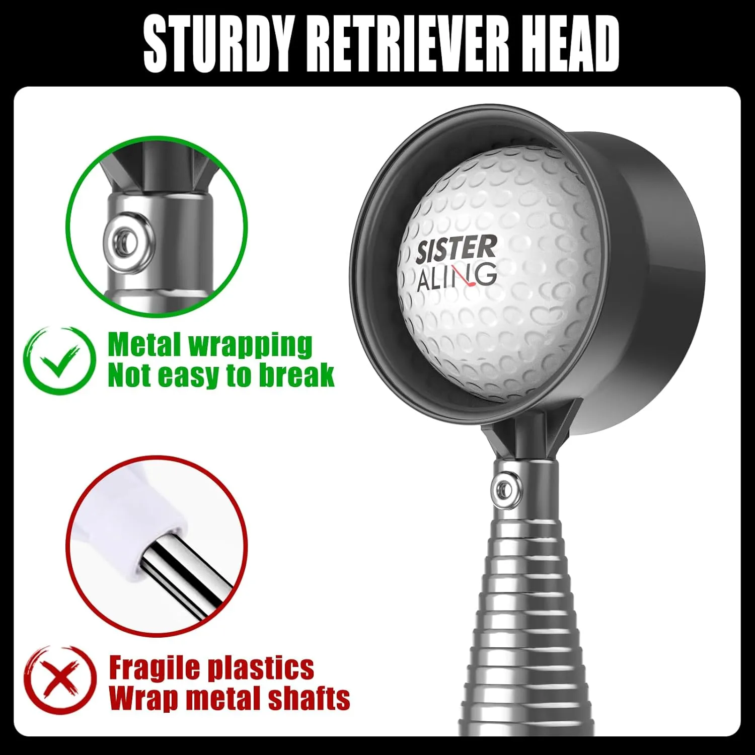 9ft/12ft Water Telescopic Golf Ball RetrieverClassic and Durable Stainless Steel Picker Upper, The Best Accessory Gift for Men and Women Golfers.