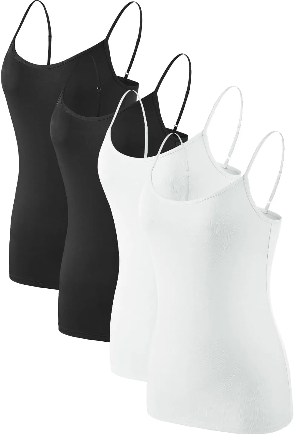 Air Curvey 2/4 Pack Women's Camisole Tank Top Adjustable Spaghetti Straps Basic Soft Undershirts Seamless Layering Tops