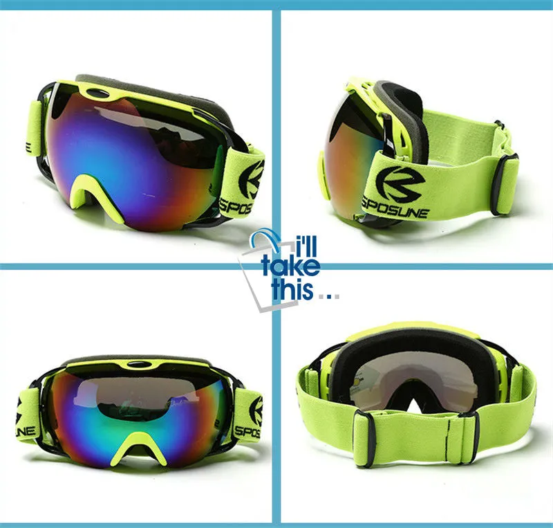 Anti Fog Snowboard Ski Goggles Double Lens Snow Glasses Men or Women - Adult Ski Goggles