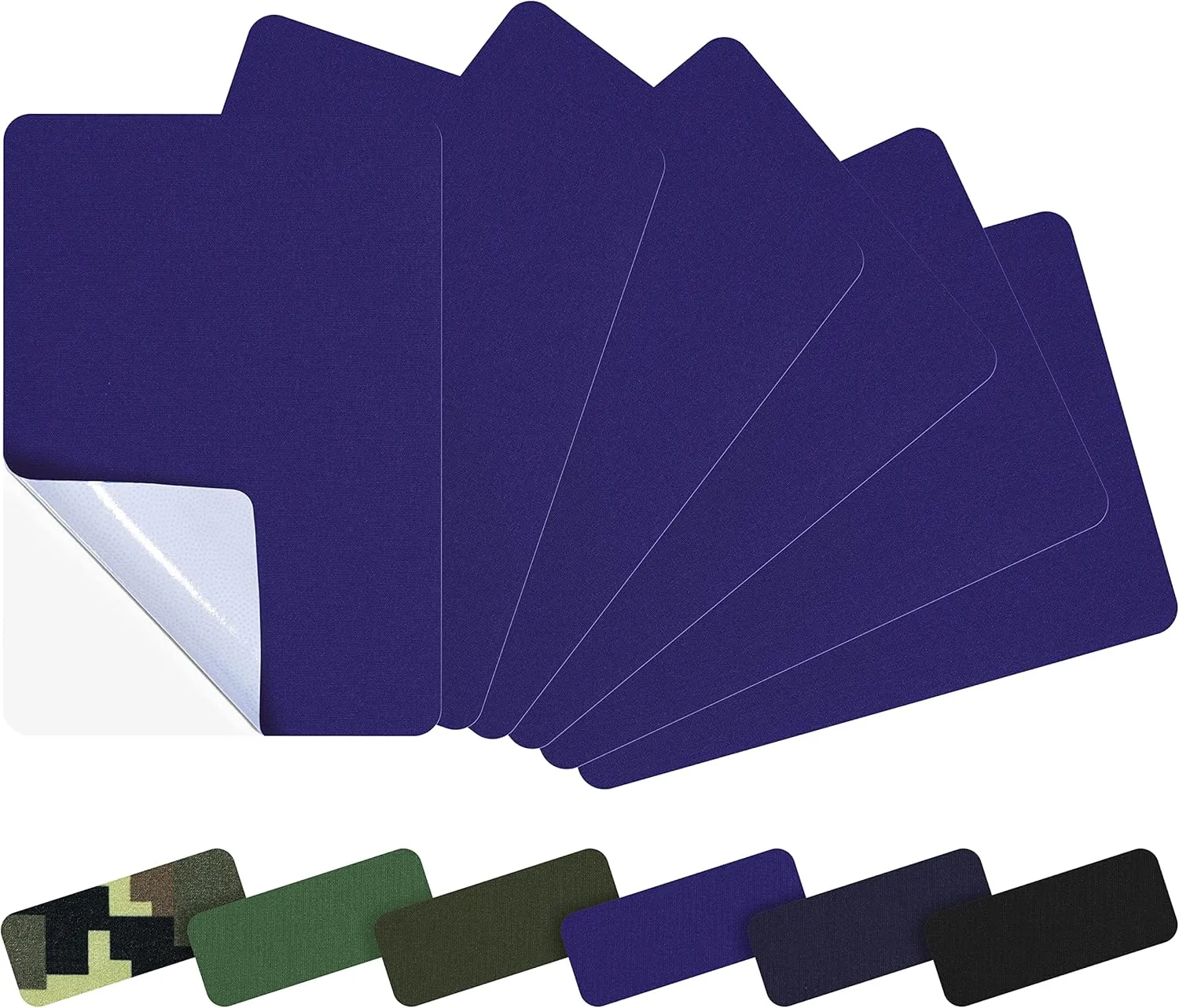 Azobur 6-Pack Nylon Repair Patch Self Adhesive Vinyl Outdoor Camping Gear Repair Kit,Waterproof Fabric Repair Patches for Down Jacket, Tent, Sleeping Bag Blue