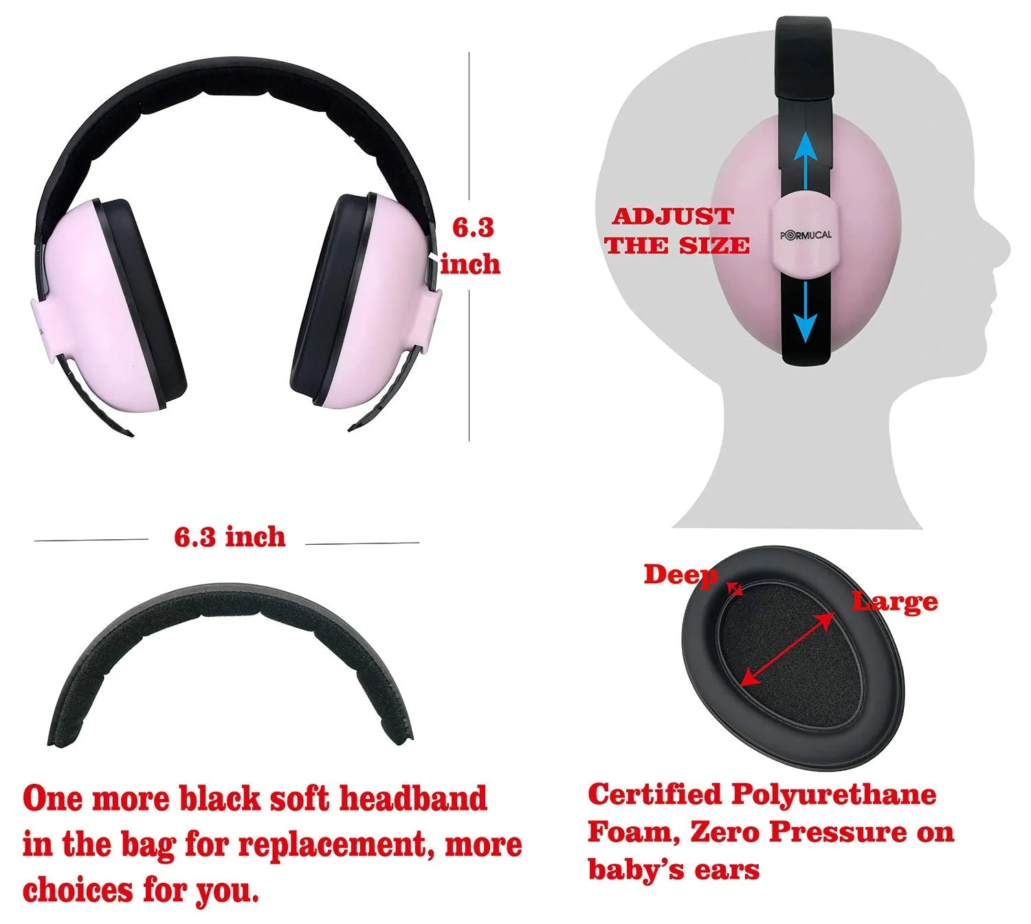 Baby Ear Protection For Babies For 3 Months To 2  Years Noise Reduction Ear Muffs For Infant And Toddlers. Pink