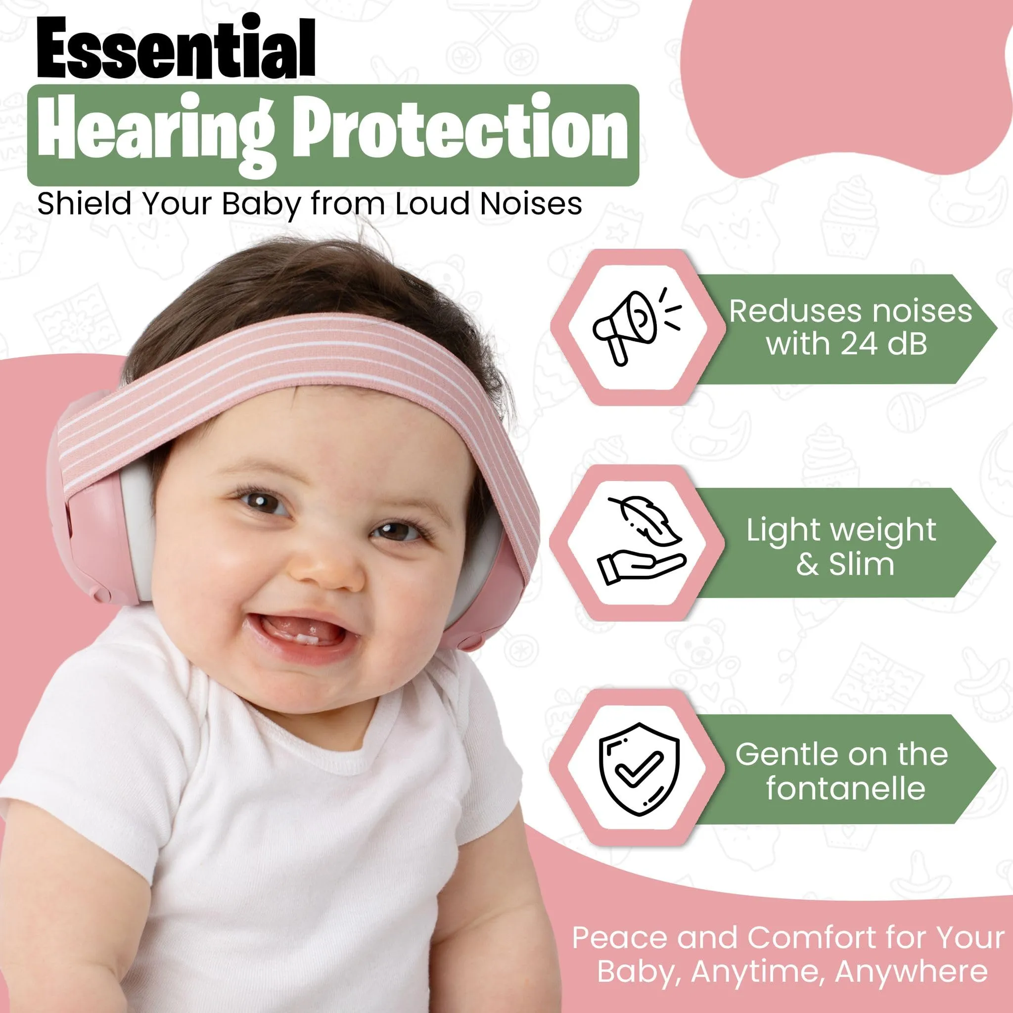 Baby Noise Cancelling Headphones - Baby Ear Muffs Noise Protection | Infant Ear Protection For Toddlers 0-36 Months Cream