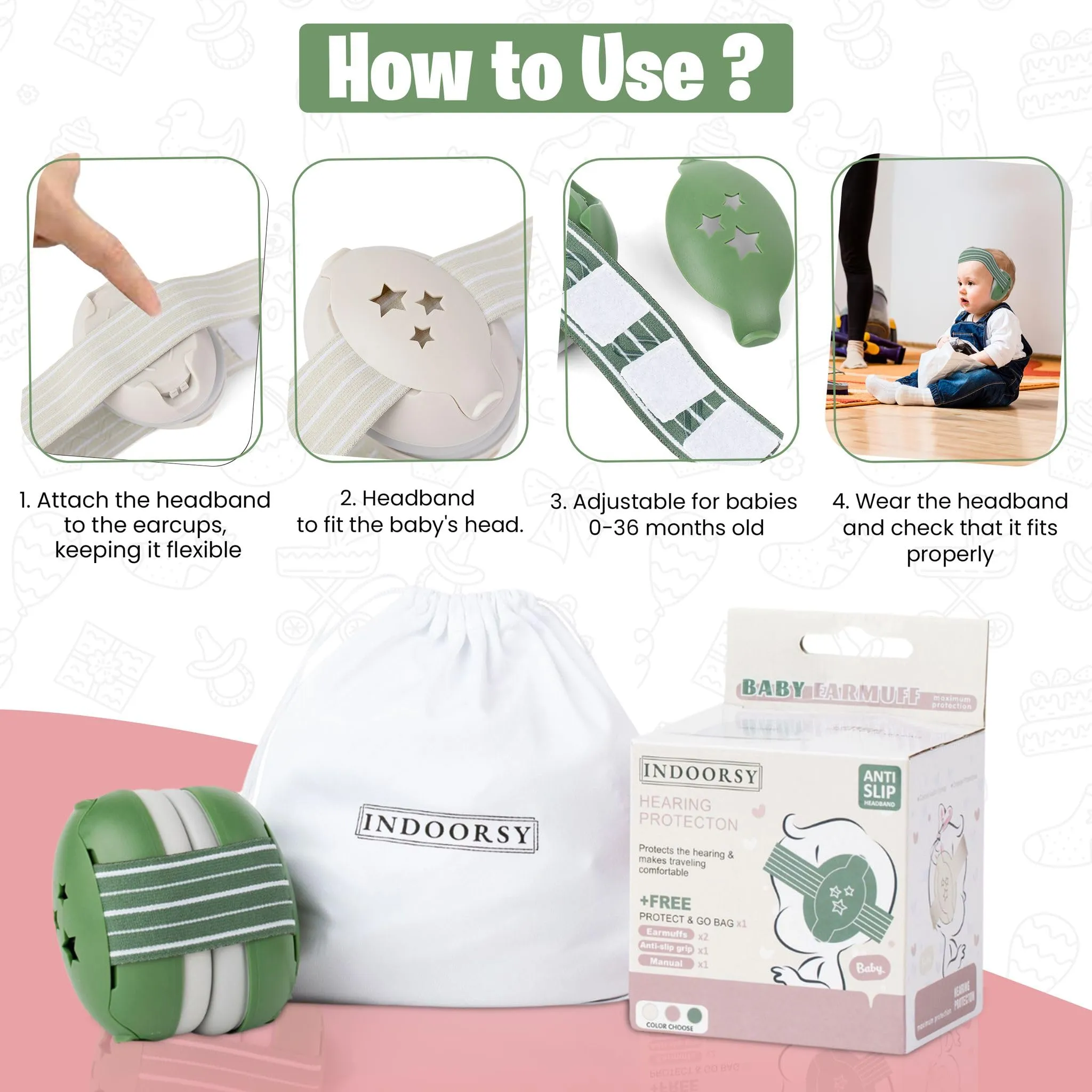 Baby Noise Cancelling Headphones - Baby Ear Muffs Noise Protection | Infant Ear Protection For Toddlers 0-36 Months Cream