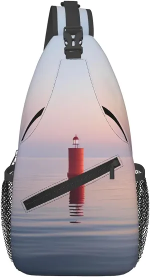 beacon at sea Cross Chest Bag Diagonally - Durable Hiking Daypacks with Large Capacity and Adjustable Straps