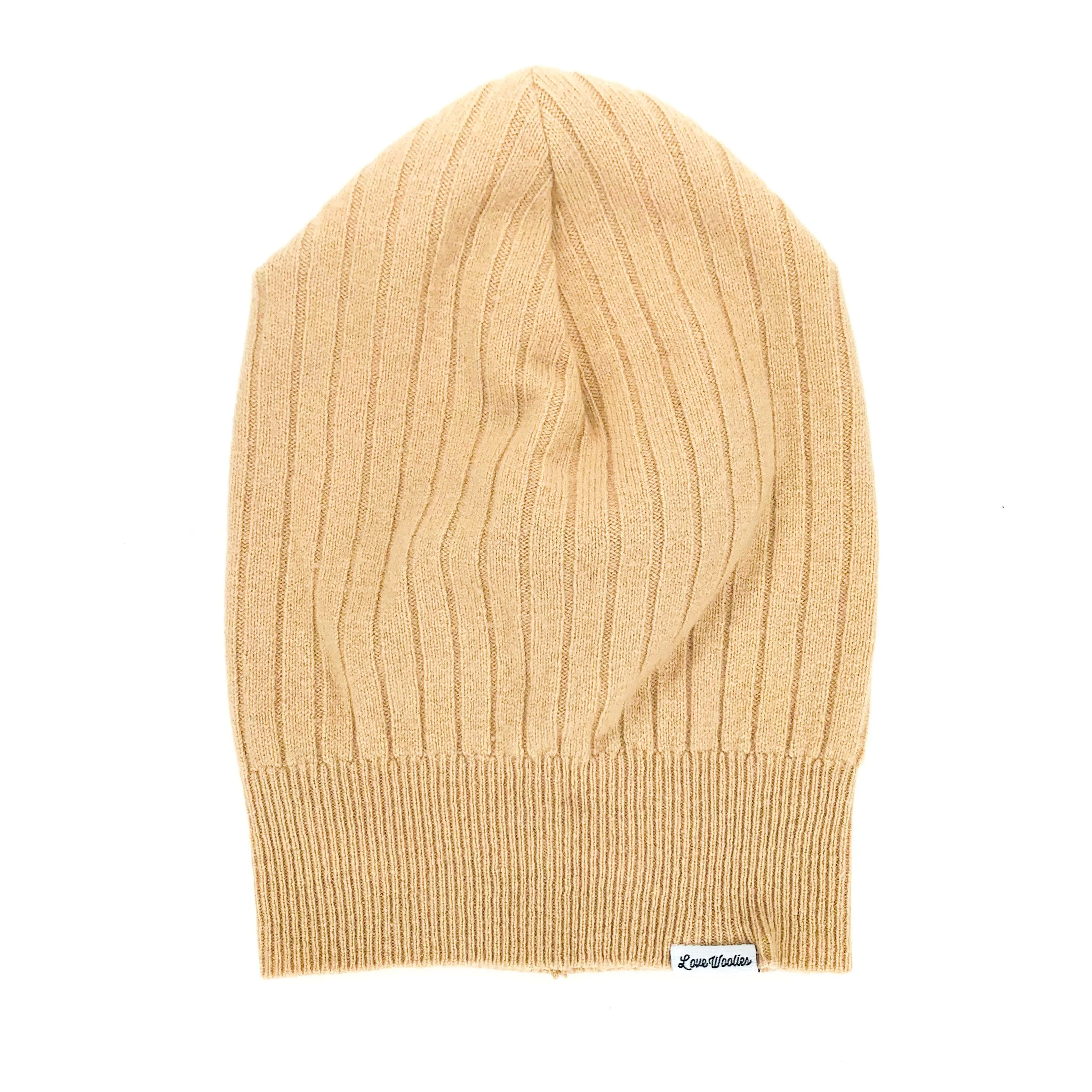 CASHMERE BEANIE | Tan Ribbed
