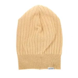 CASHMERE BEANIE | Tan Ribbed