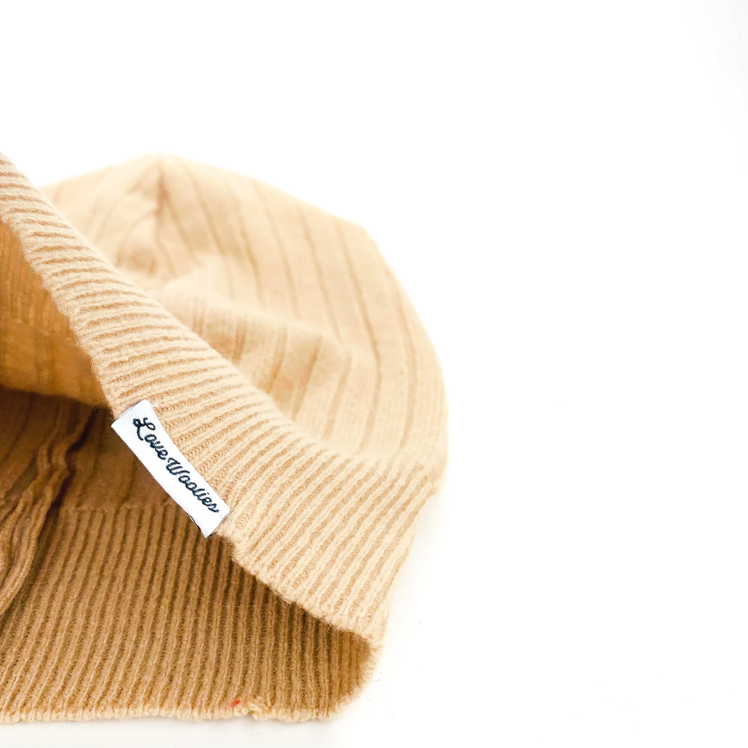 CASHMERE BEANIE | Tan Ribbed