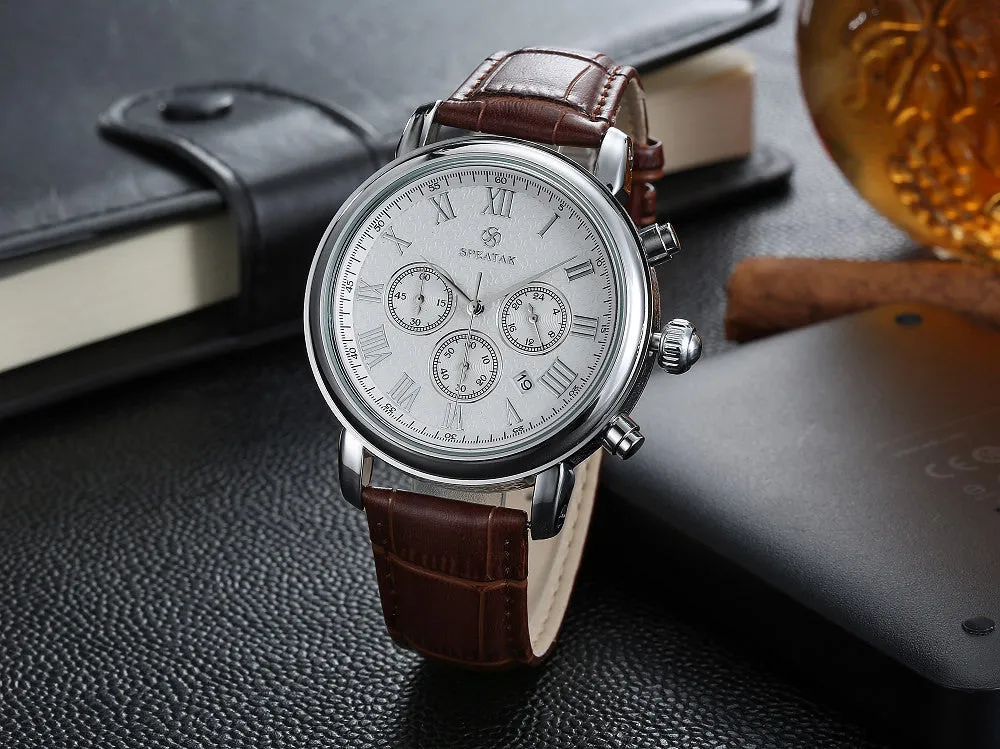 Casual watch style men wrist watches fashion outdoor men's leather luxury brand top calendar designer business quartz watch