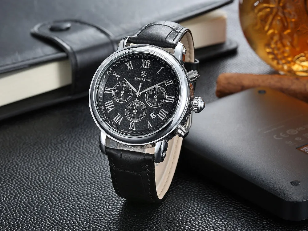 Casual watch style men wrist watches fashion outdoor men's leather luxury brand top calendar designer business quartz watch