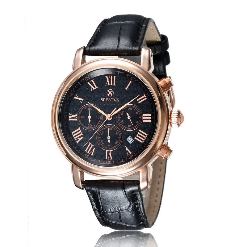 Casual watch style men wrist watches fashion outdoor men's leather luxury brand top calendar designer business quartz watch