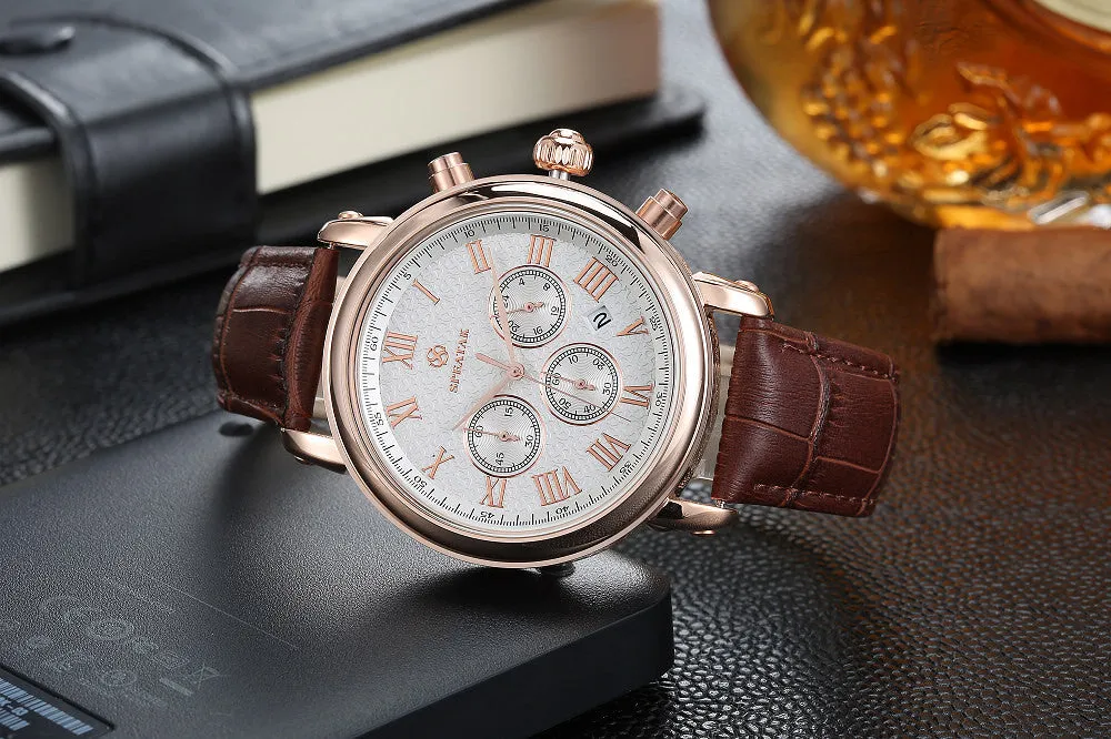 Casual watch style men wrist watches fashion outdoor men's leather luxury brand top calendar designer business quartz watch