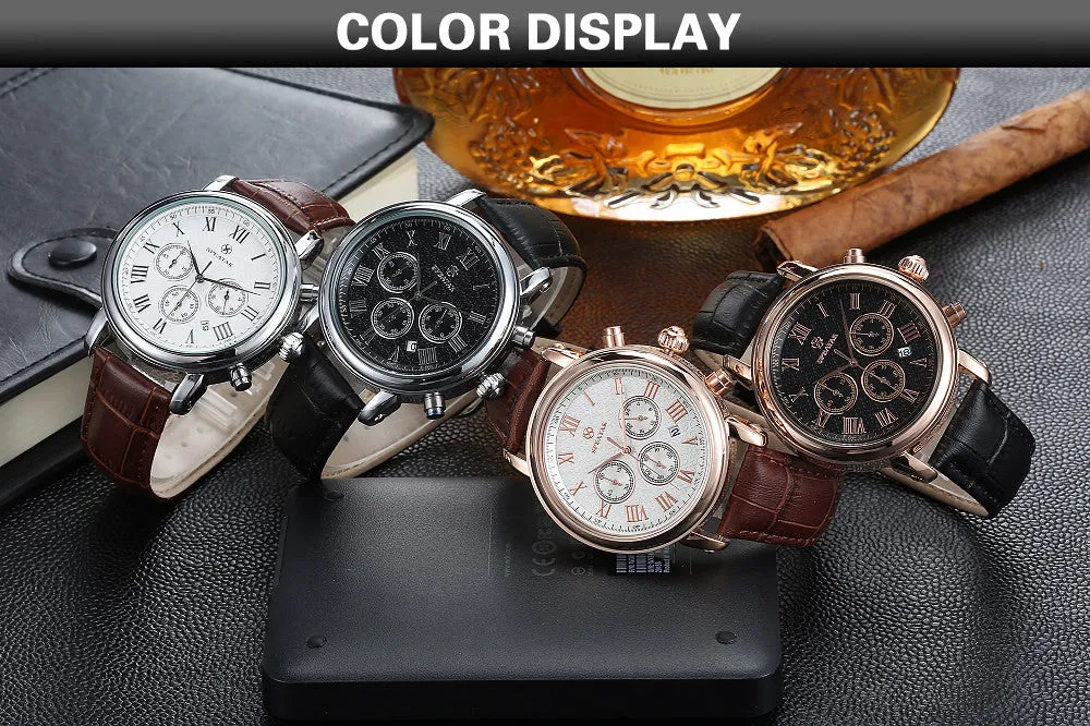 Casual watch style men wrist watches fashion outdoor men's leather luxury brand top calendar designer business quartz watch