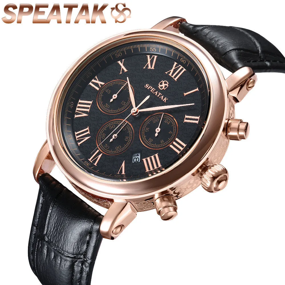 Casual watch style men wrist watches fashion outdoor men's leather luxury brand top calendar designer business quartz watch
