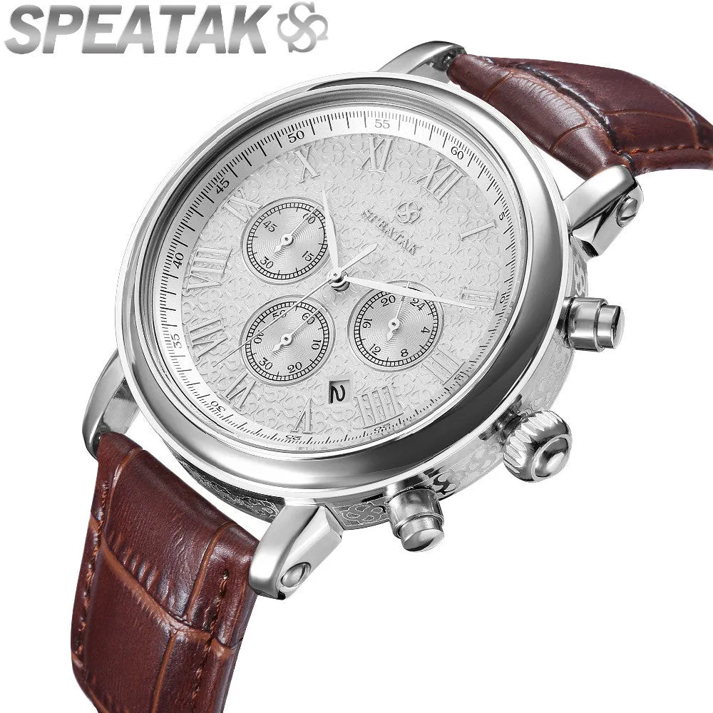 Casual watch style men wrist watches fashion outdoor men's leather luxury brand top calendar designer business quartz watch
