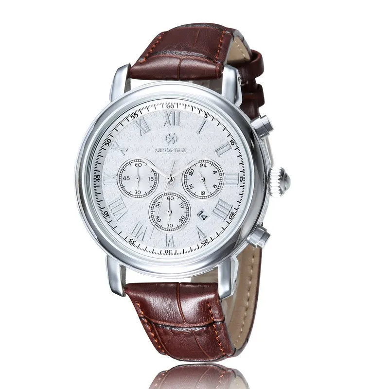 Casual watch style men wrist watches fashion outdoor men's leather luxury brand top calendar designer business quartz watch