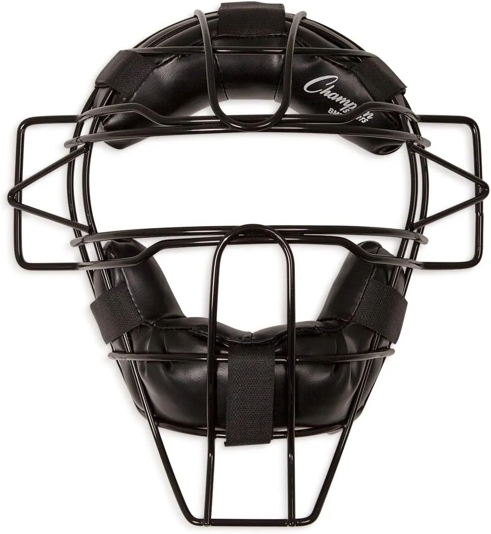 Champion Sports Pro Baseball Adult Mask - Umpires and Catchers - Extra Protection - Extended Guards - Adjustable Harness Baseball Mask - Adult Size,BLACK