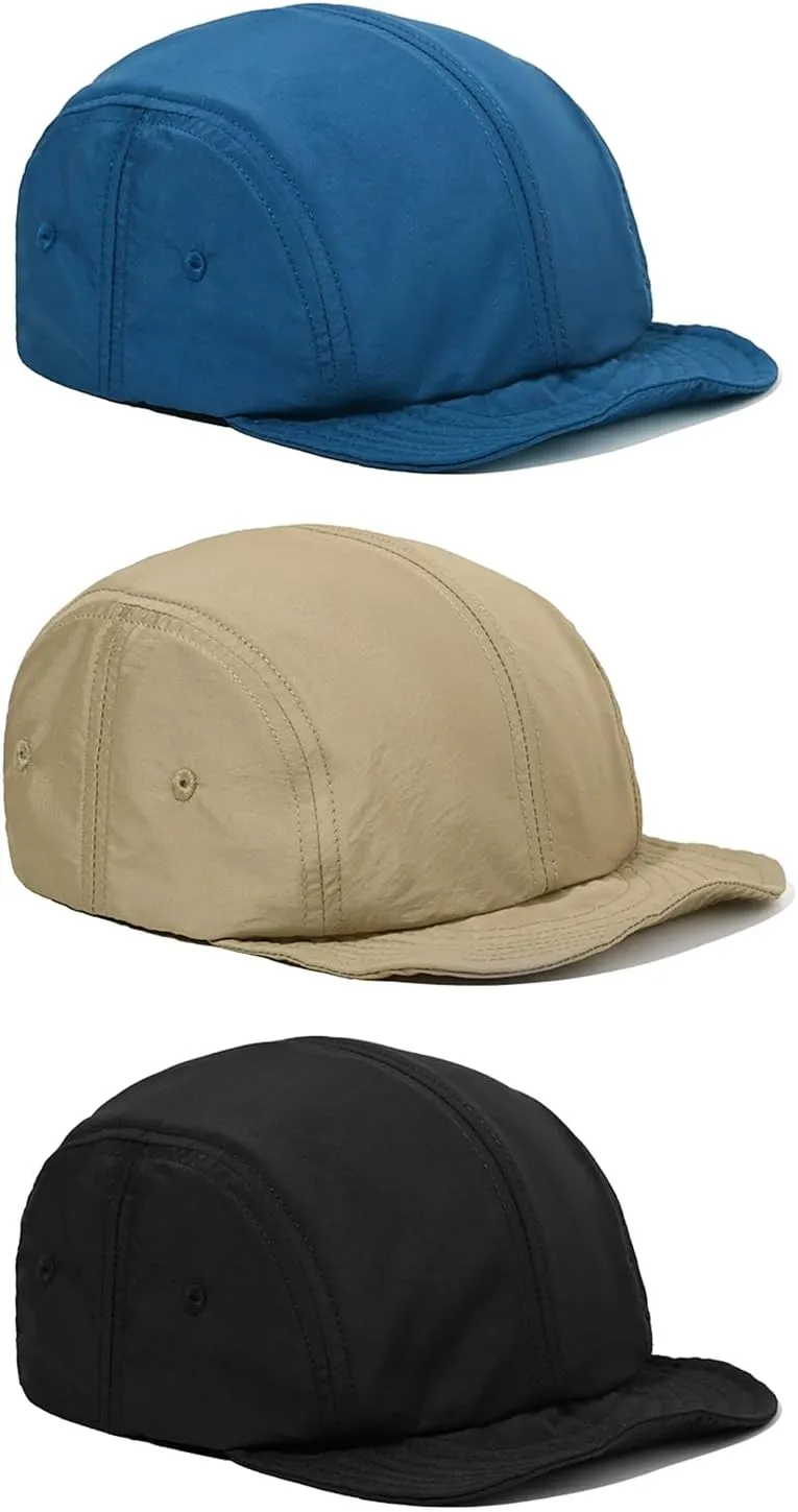 Clakllie 4 Panel Short Brim Hats for Men Foldable Flat Brim Baseball Cap Outdoor Trucker Hats Unstructured Golf Dad Hat
