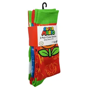 Controller Gear Super Mario Evergreen - 3 Pack Super Mario Merchandise Crew Socks