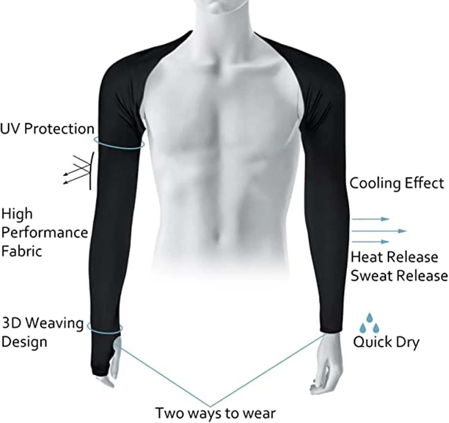 Cool Shawl Arm Covers 2-Pack Sun Protection with Finger Holes UV Protection Arm Covers for Golf