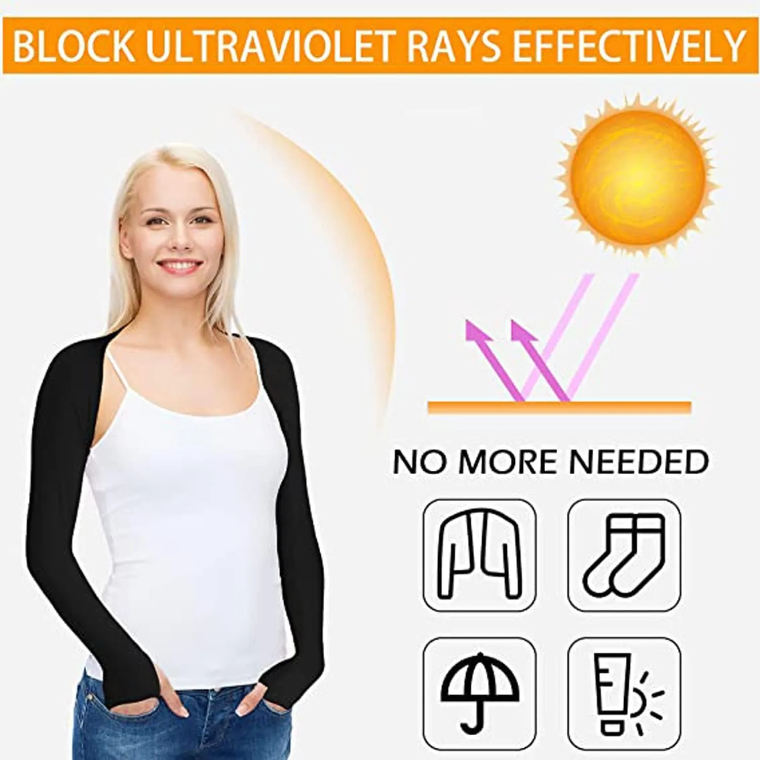 Cool Shawl Arm Covers 2-Pack Sun Protection with Finger Holes UV Protection Arm Covers for Golf