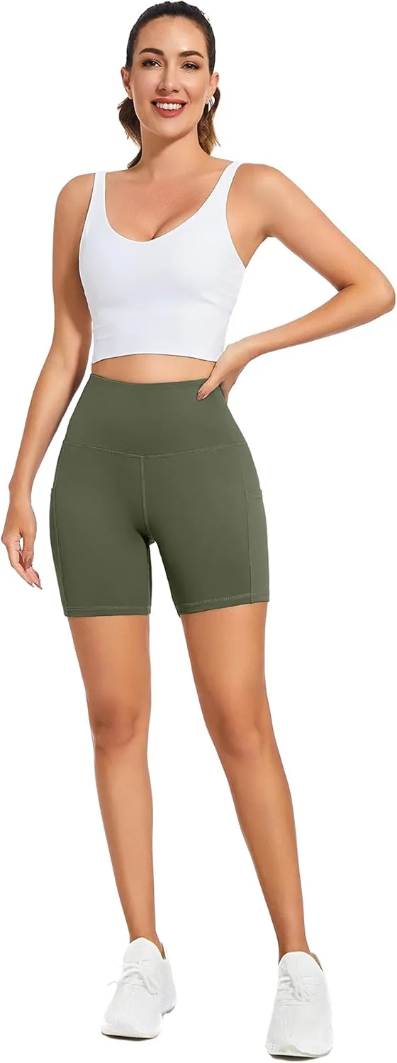 Custer's Night High Waist Out Pocket Yoga Short Tummy Control Workout Running 4 Way Stretch Yoga Leggings