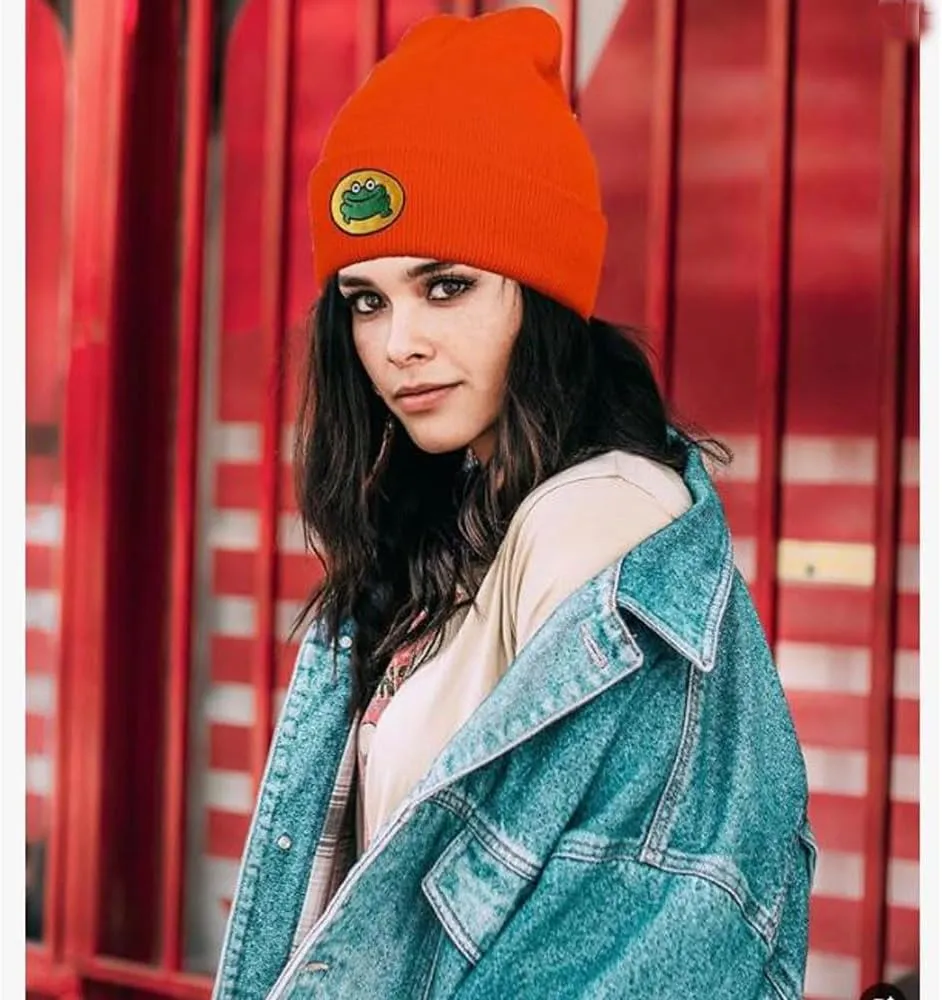 Cute Cartoon TV Parappa The Rapper Frog Beanie Hat Unisex Funny Knitted Beanie Novelty Beanies Knit Hats