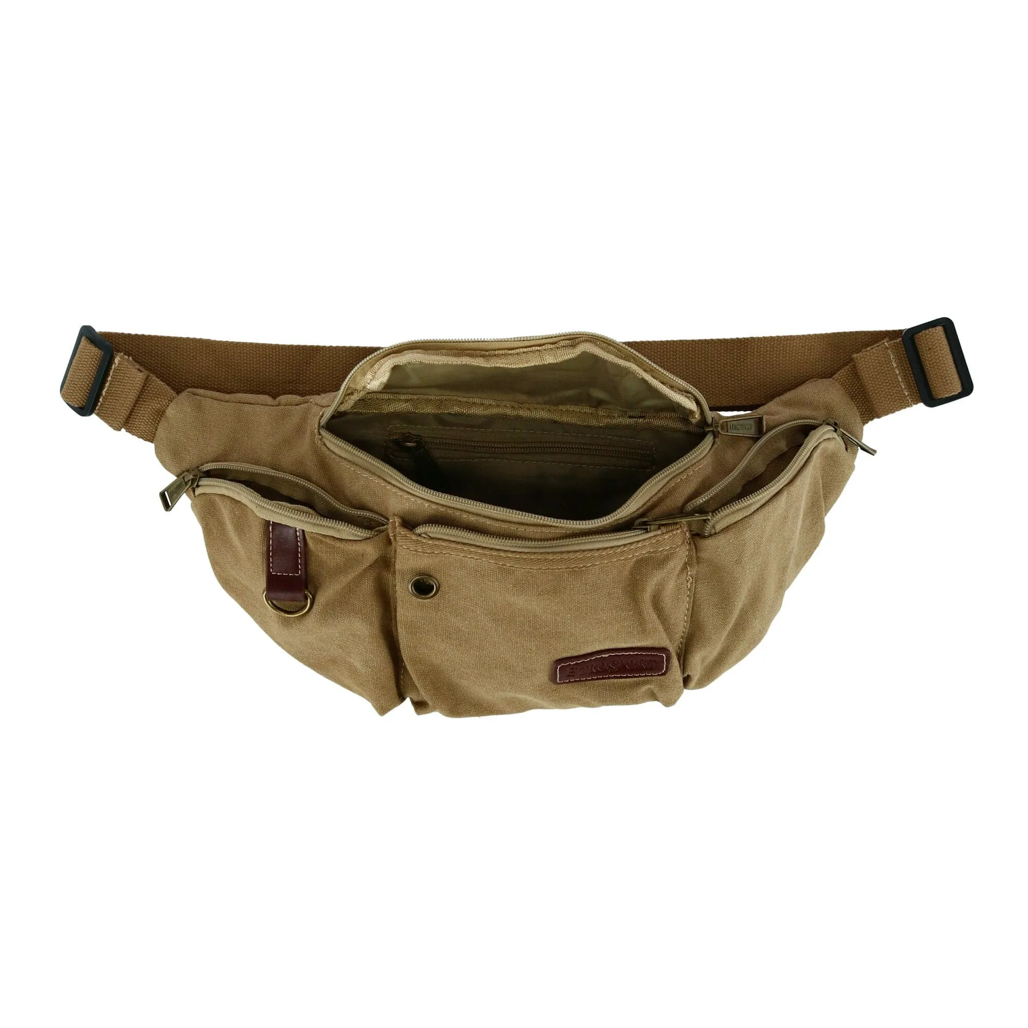 Eurosport Canvas Multi Pocket Crossbody Fanny Waist Pack