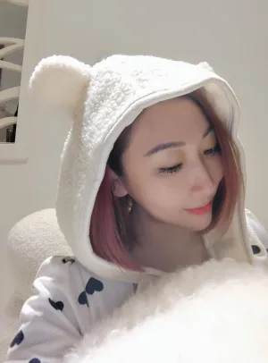 Fleece Beanie Hats for Women Men Bear Safety Hat Magnetic Buckle Ear Projection Cute Outdoor Winter Hat