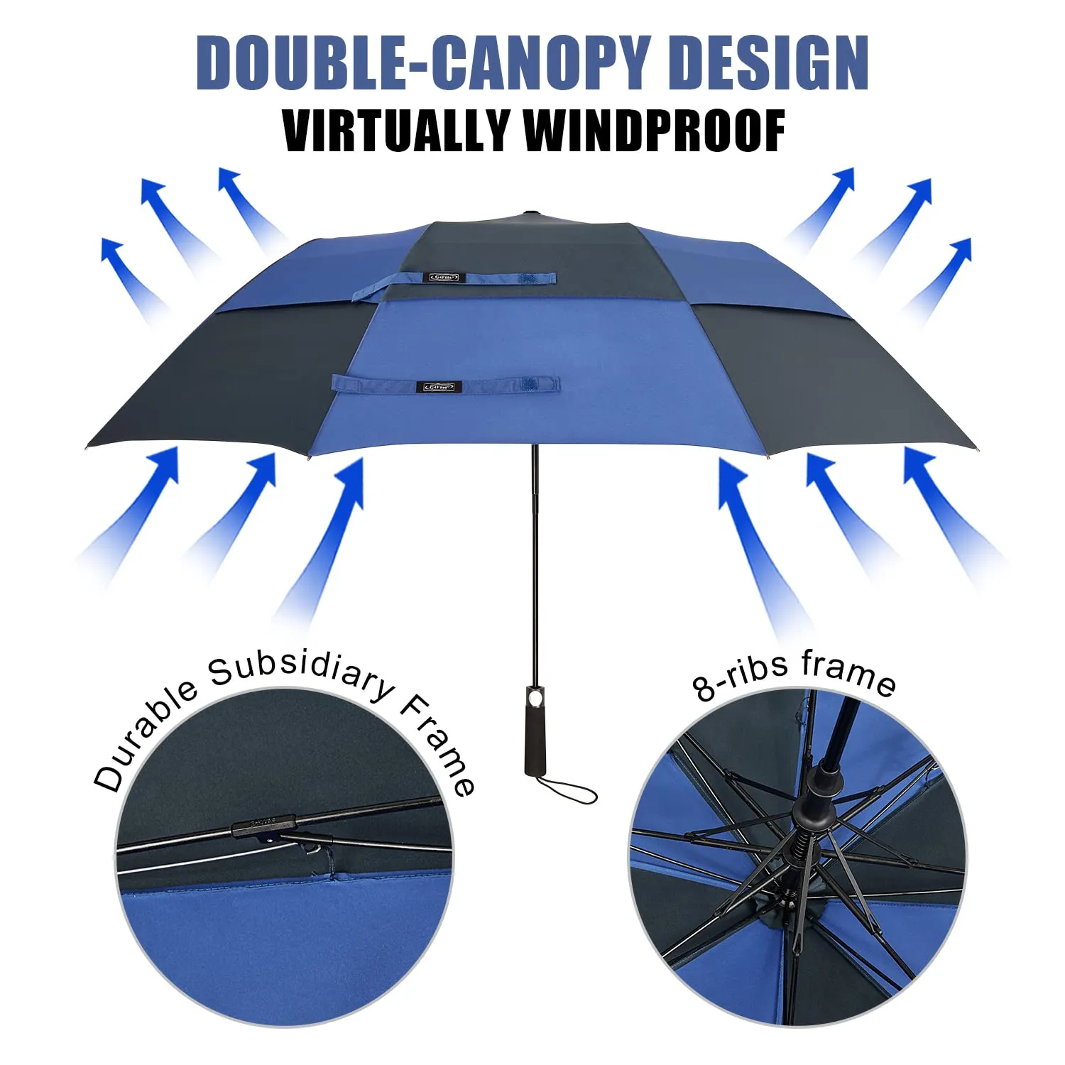 G4Free 62 Inch Portable Automatic Open Oversize Vented Double Canopy Umbrellas