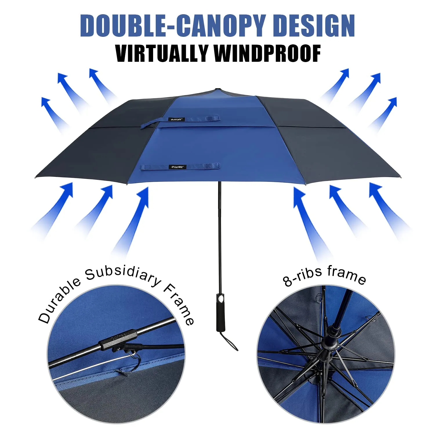 G4Free 62 Inch Portable Automatic Open Oversize Vented Double Canopy Umbrellas