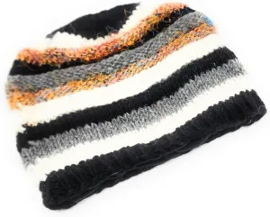 Hand Knit Wool and Recycled Silk Beanie Hat Fleece Lined Made in Nepal