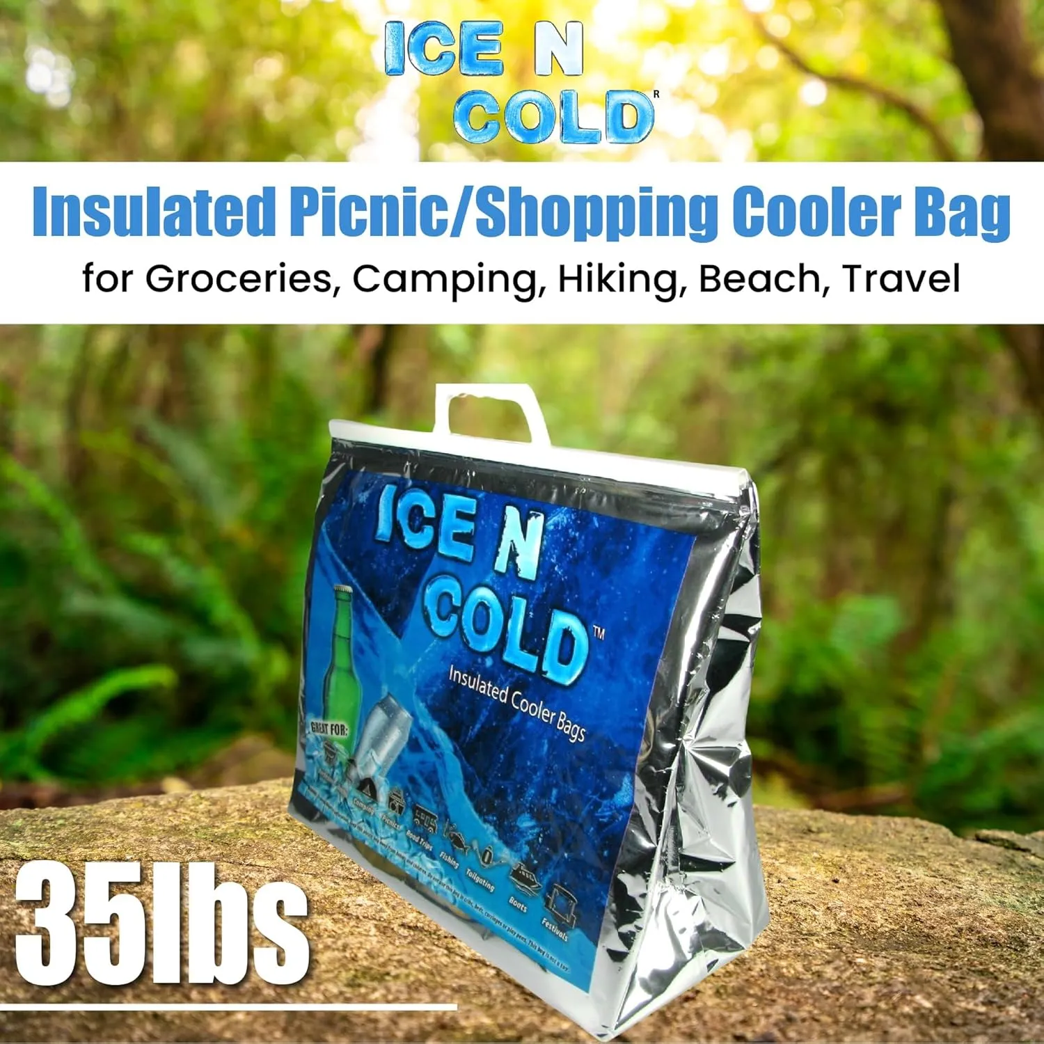 Insulated Picnic/Shopping Cooler Bags, Pack of 5, Lightweight Soft Collapsible, Large Capacity, 35lbs, Fast Same Day Shipping