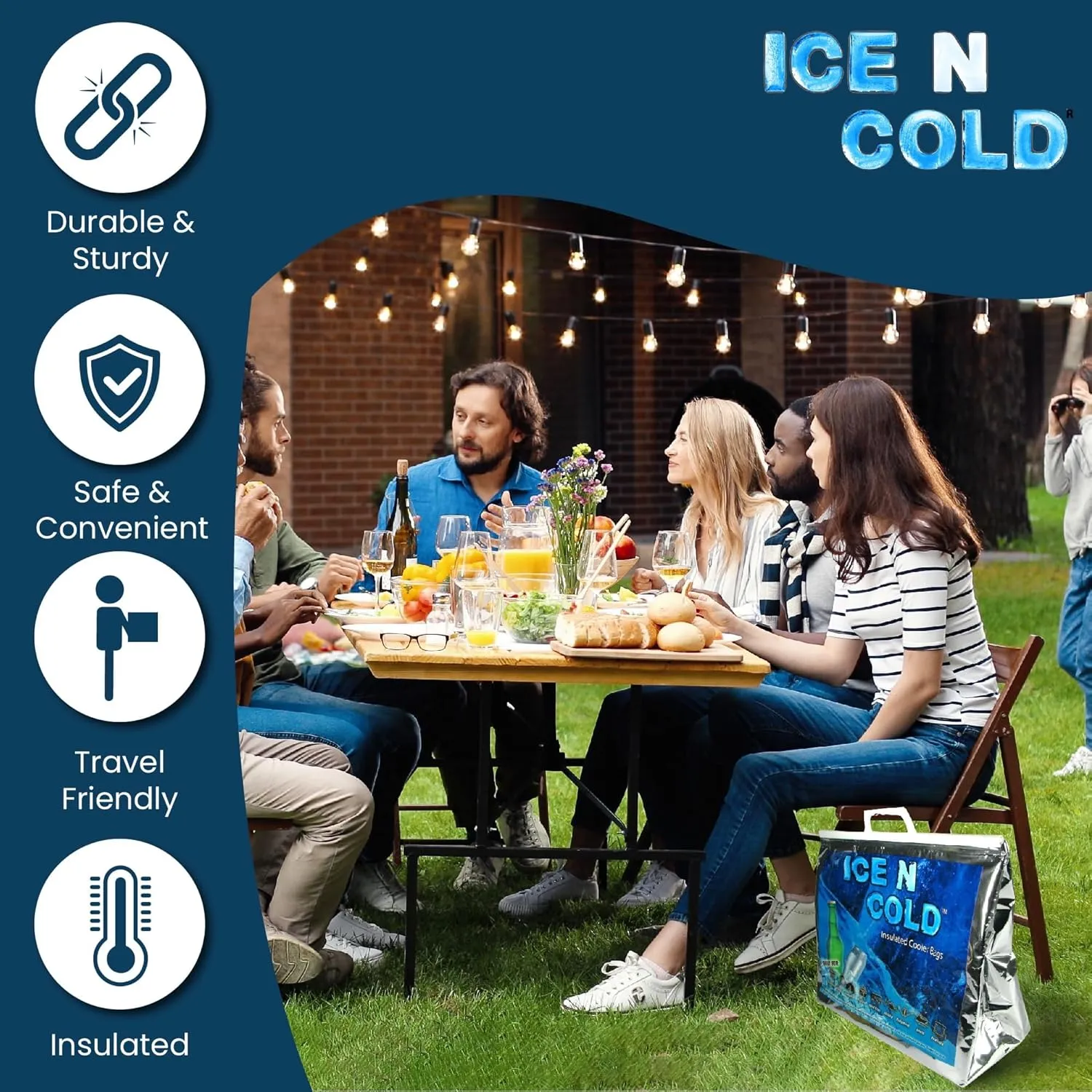 Insulated Picnic/Shopping Cooler Bags, Pack of 5, Lightweight Soft Collapsible, Large Capacity, 35lbs, Fast Same Day Shipping
