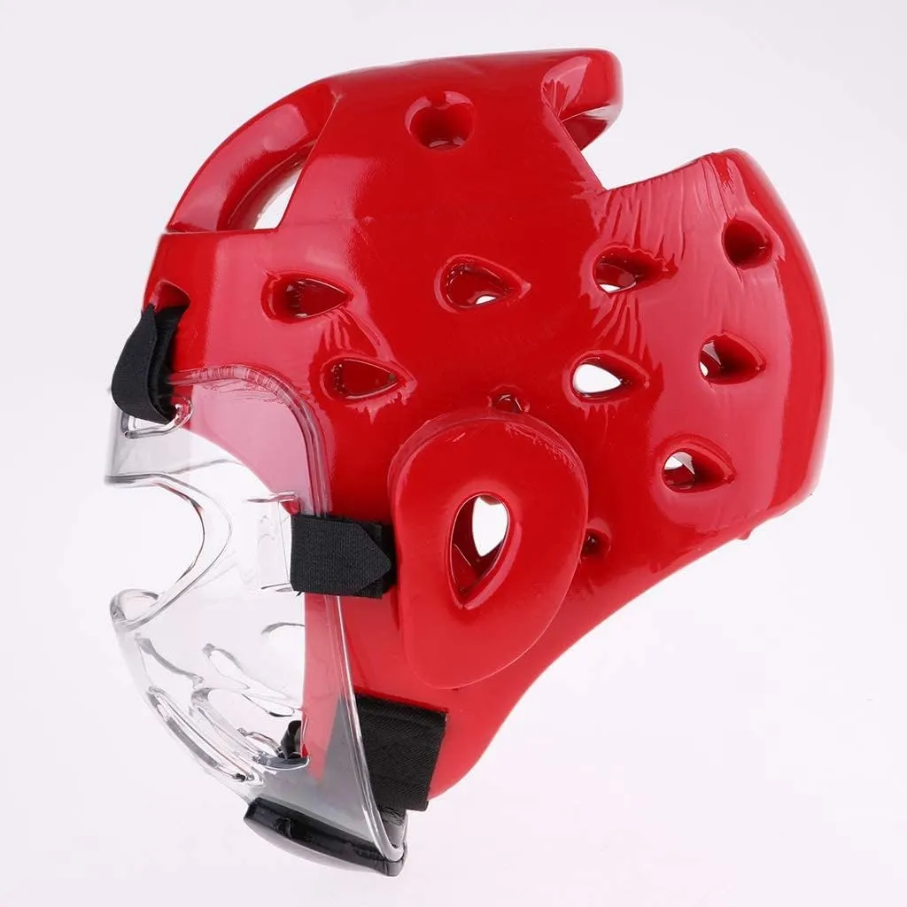 Kids & Adults Taekwondo Karate Headgear MMA Martial Arts Helmet, with Removable Face Shield, Soft Head Gear for Martial Art Grappling Muay Thai Kickboxing Taekwondo