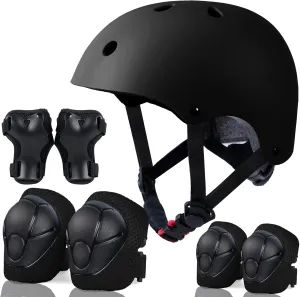 Kids Bike Helmet Set Adjustable Toddler Helmet for Boys Girls Age 2-8 8-14 with Knee Elbow Pads Wrist Guards for Bike Skating Skateboard Rollerblading Scooter