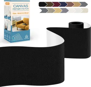 KING MOUNTAIN Canvas Repair Tape,Outdoor Gear Patch, 463 Inches,Waterproof,Self-Adhesive for Repairing Boat Covers,Sun Shades,Sofas,Tents,Lounge Chairs,Awnings (Black)