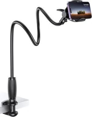 Lamicall Gooseneck Phone Holder for Bed - [Upgraded Stable Clip] for Desk, Headboard, Bed, Bedside, Table, Flexible Gooseneck Long Arm Stand, Overhead Cell Phone Clamp Mount, for All 4-7 Devices
