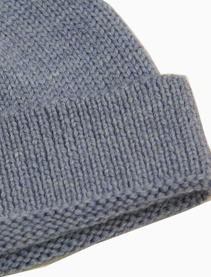 Light Blue Solid Wool Fisherman Beanie