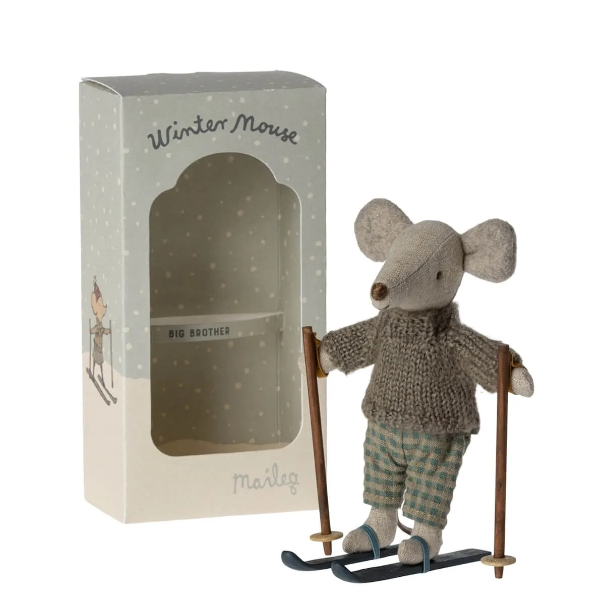 Maileg Winter Mouse with Skis - Big Brother (2023) - Retired Product